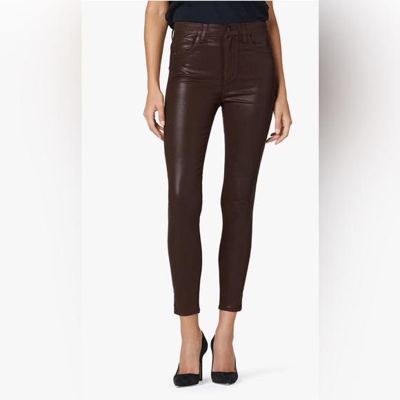 NWT Joe’s Jeans The Charlie Coated High Rise Skinny Ankle Dark Coco Bean Sz 27 - Picture 1 of 8